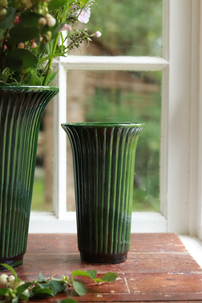 Green ribbed vases buy online as a gift shop Dublin Ireland 