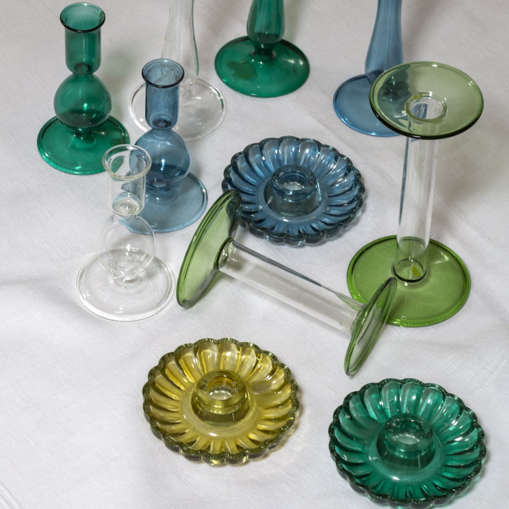 Scalloped Green Glass Holders