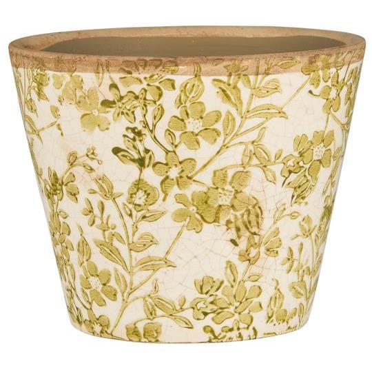 Vintage Floral Green Pot